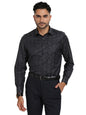 Turtle Men Poly Cotton Black Jacquard Slim Fit Full Sleeve Ceremonial Shirt