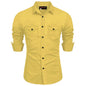 Rebelify Double Pocket With Flap Men Cargo Cotton Shirt Yellow