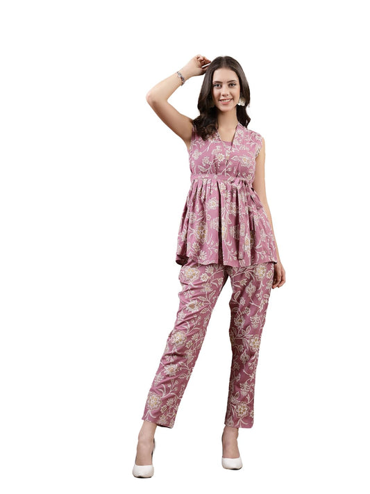 Stylum Women'S Floral Printed Rayon Co-Ord Set (Cssalconmauve44_Mauve, Xxl)