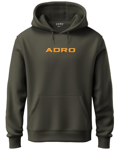 ADRO Mens Hoodies with Hail The Dragon Puff Backside Printed, 100% Cotton 340GSM. (H23-M-DRA-OL_Olive)