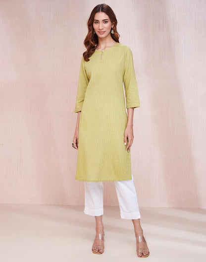 Fabindia WomenS Cotton Solid Slim Kurta (1037273Lime_Lime Green