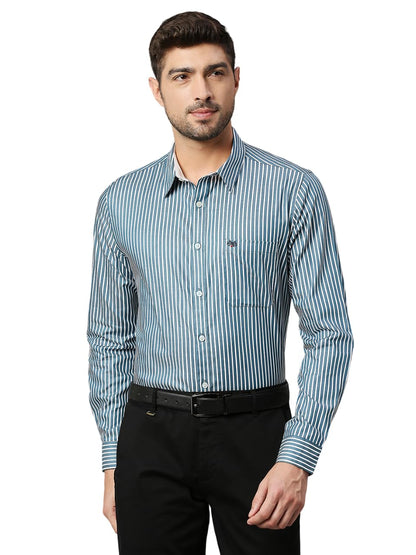 Thomas Scott Self Printed 100% Cotton Slim Fit Spread Collar Formal Shirts for Mens
