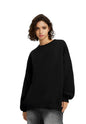 Kotty Women Full Sleeve Round Neck Oversize Solid Sweatshirt Ink Black