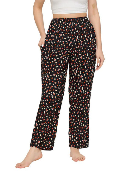 Clovia WomenS Rayon Pretty Florals Pyjama (Lb0179I13_Black_L)