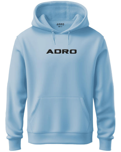 ADRO Mens Hoodies with Hail The Dragon Puff Backside Printed, 100% Cotton 340GSM. (H23-M-DRA-SK_SkyBlue)
