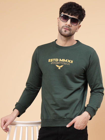 Rigo Cotton Fleece Casual Wear Printed Round Neck Sweatshirt for Men | Full Sleeves Regular Fit Sweatshirt for Men | Pullover Ho