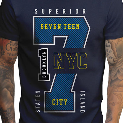 Peppyzone Mens Regular Fit T-Shirt (PZ-Number-9910_Navy Blue3