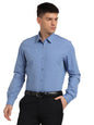Turtle Men Blue Cotton Solid Slim Fit Formal Shirts
