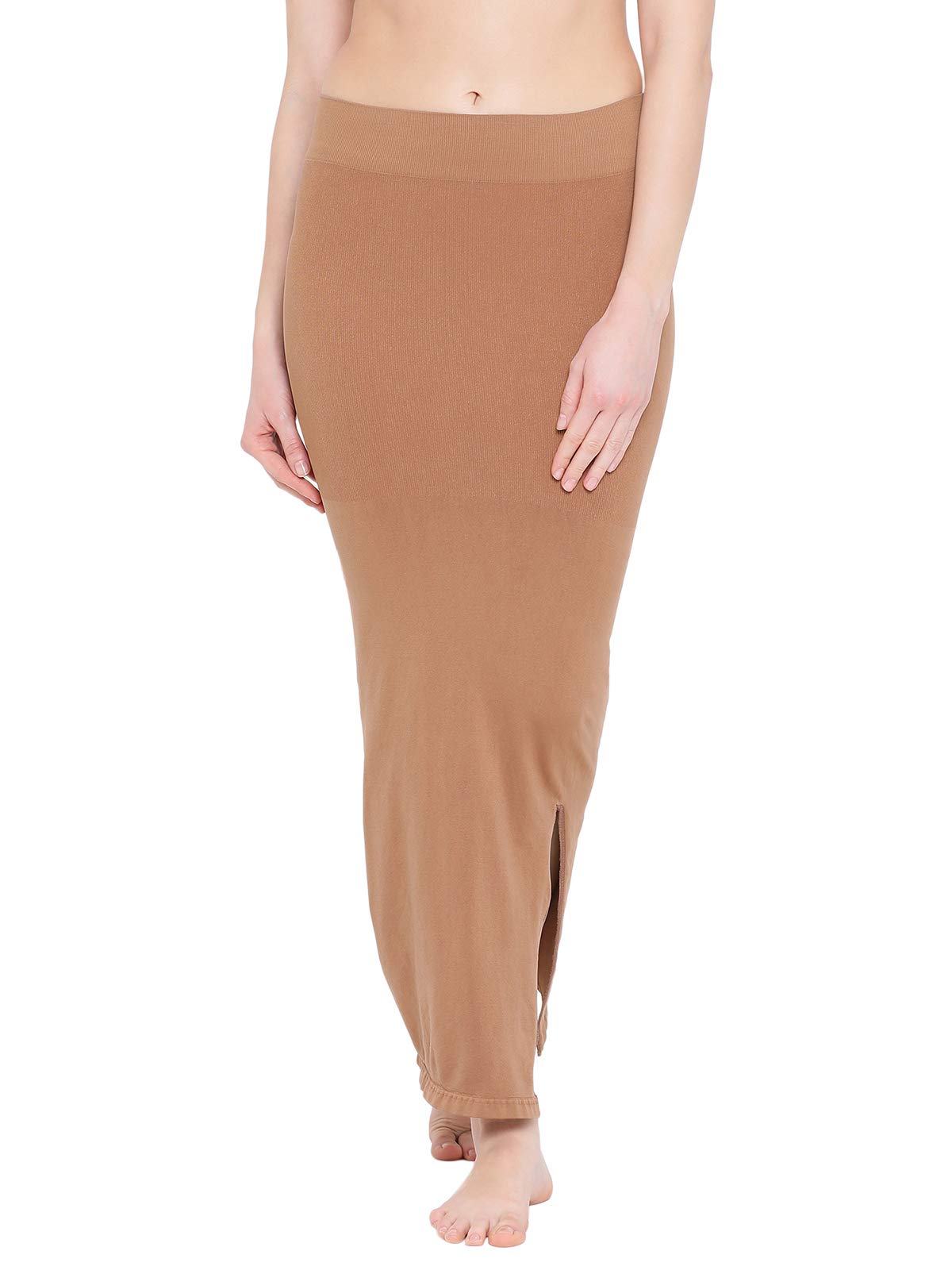Clovia Womens Petticoat Style Saree Shapewear with Side Slit (SW0023A24_Brown_XL)