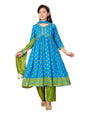 Aarika Girls Ethnic Wear Blue Colour Foil Print Mirror Embroidery Rayon Kurti (9-16 Years)