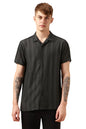 Dennis Lingo Men Navy Blue Poly Seersucker Half Sleeve Shirt Collar Stripes Shirts