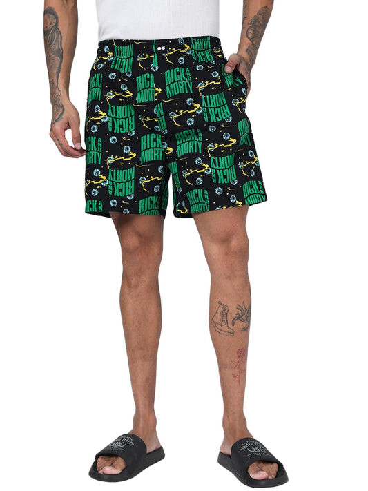 Bewakoof Mens All Over Printed Regular Fit Poplin Boxers_694167_Meteorite_L
