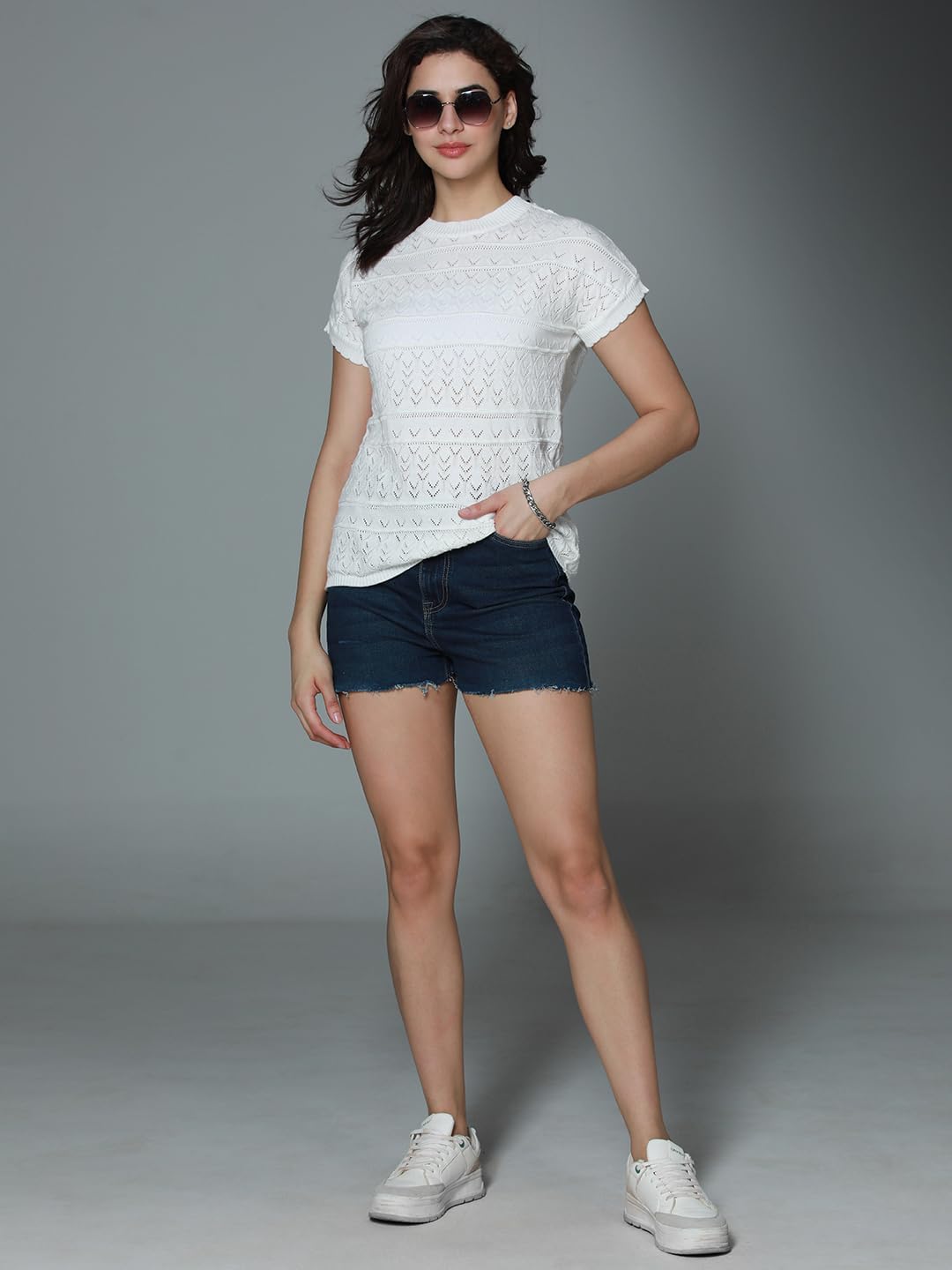 High Star WomenS Solid Regular Fit T-Shirt (Hswtss2406_White