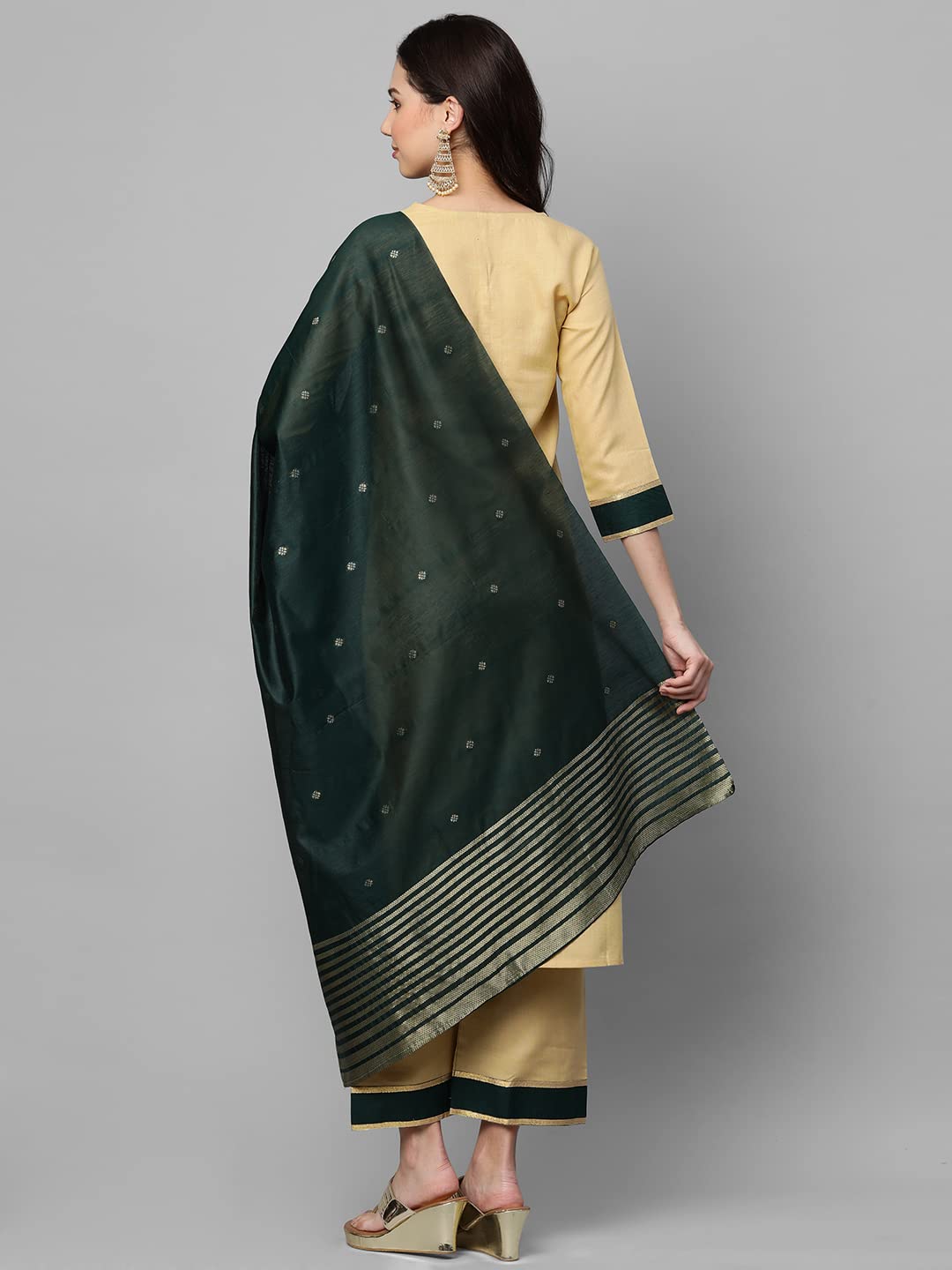 ANNI DESIGNER Women's Cotton Straight?urta with Palazzo (KUR117)