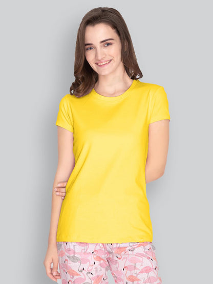 Lyra Women Solid Round Neck Tshirt