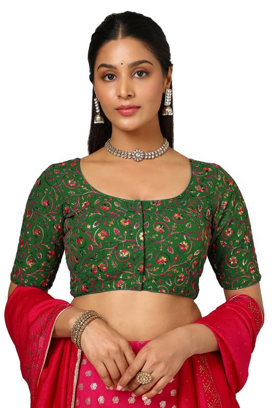 Soch Womens Green Georgette Embroidered Blouse With Sequins