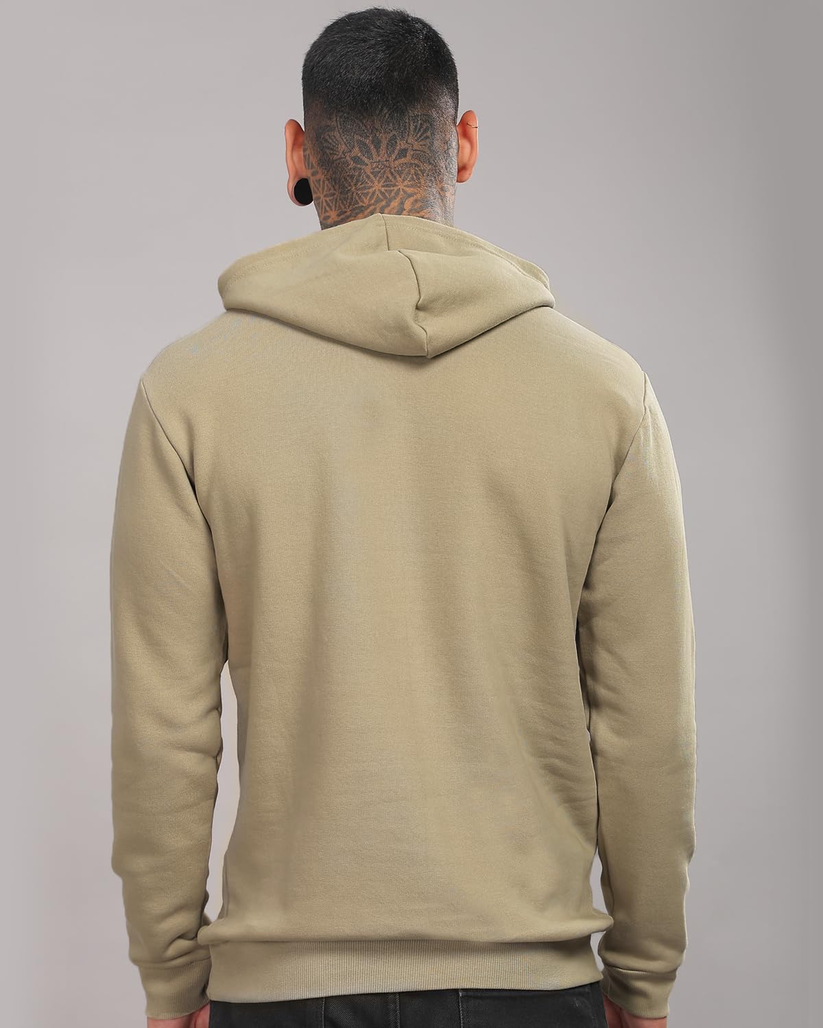 ADRO Mens Cotton Neck Hooded Sweatshirt (H24-BOST-BE_Beige