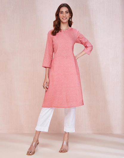 Fabindia WomenS Cotton Solid Slim Kurta (1037273Pink_Pink
