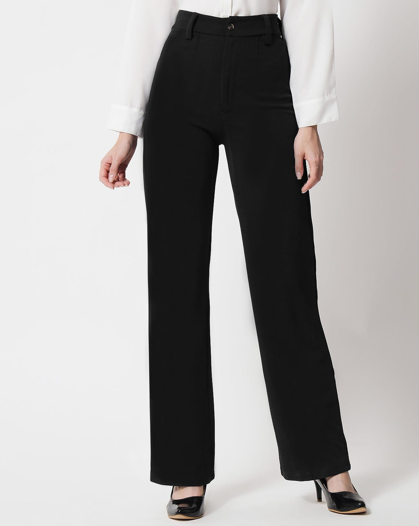 Toochki Premium Womens Slim 4-Way Stretch Formal Trousers (Flexi-Waist | Easy Care | Desk-to-Dinner) Black