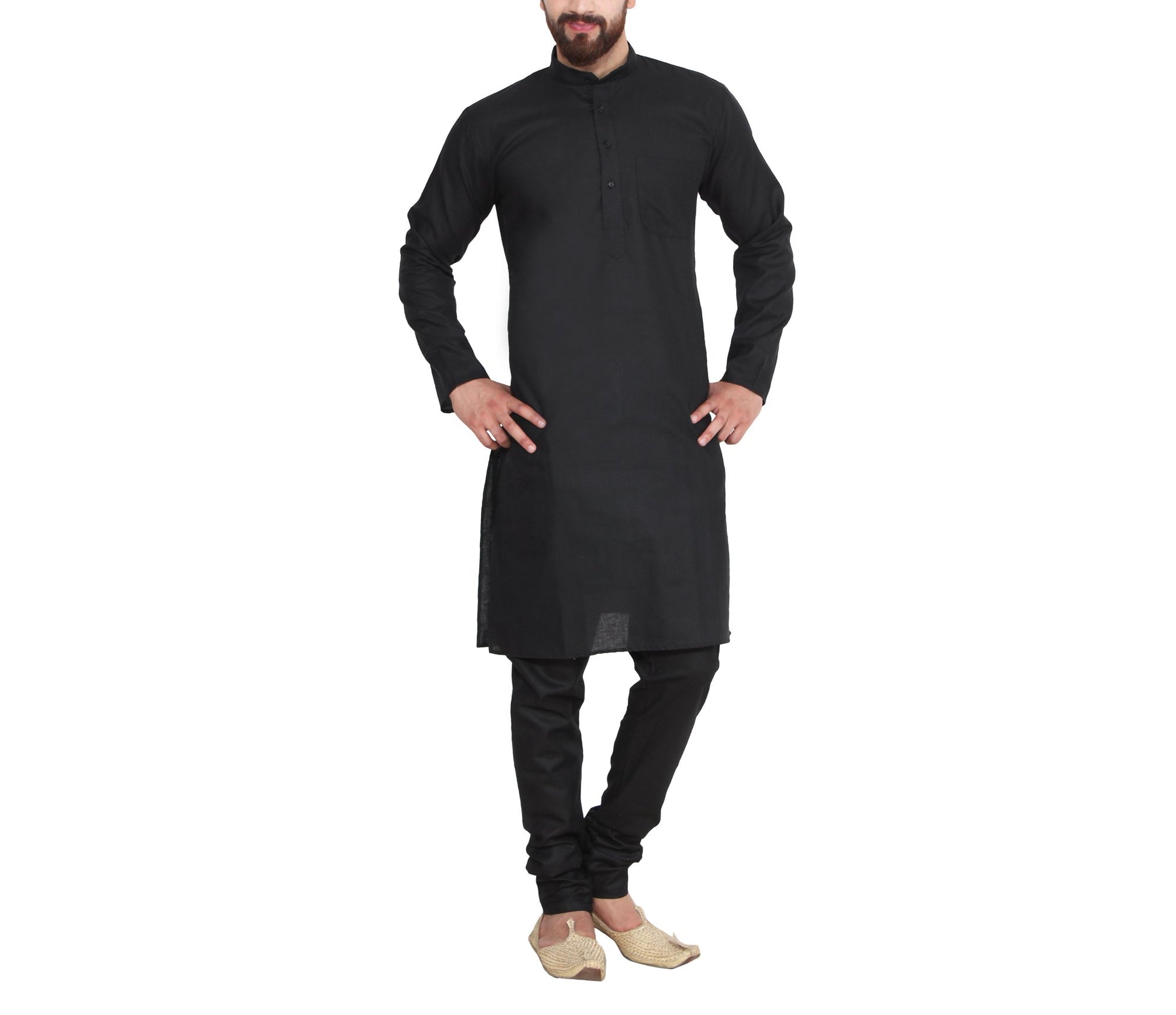 SOJANYA (Since 1958 Men's Black Cotton Linen Kurta Pyjama
