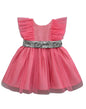 A.T.U.N. Girls Solid Sleeveless Net Dress Rouge