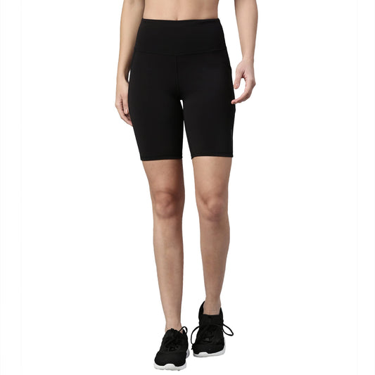 Enamor Athleisure Cycling Shorts for Women with Pockets with Adjustable High Waist and Reflective Graphic Used for Gym Yoga Cycl
