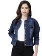 Aarika aarikka Cotton Blend Womens A-Line Short Length Coat (Dn-W-123_Navy Blue