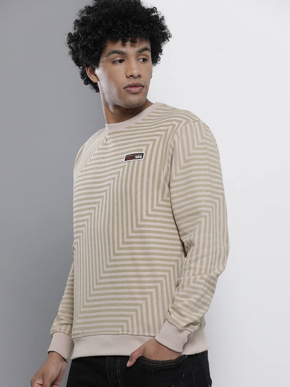 The Indian Garage Co Beige Regular Fit Striped Long Sleeve Pull On Sweatshirt