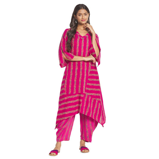 Fabindia WomenS Cotton Printed Slim Kurta (210647701_Magenta