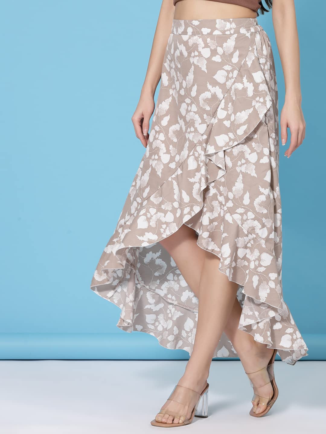 OOMPH! Long Skirts for Women Beige - msk004