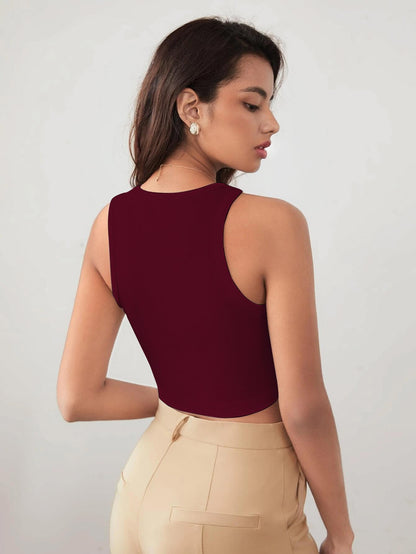 TAGAS Skinny Fit wome Western Tank Tops for Womens and Girls| (C5P-51_Wine
