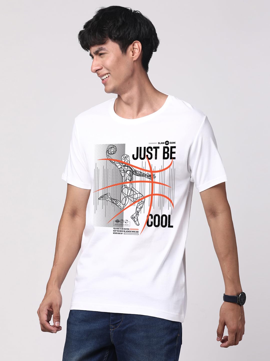 ADRO Men's Graphic Printed 100% Cotton T-Shirt - Regular Fit, Printed T-Shirts for Men (RN24-BCL-WH_White)