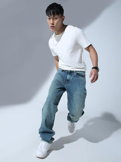 Hubberholme Men Blue Cotton Straight Fit Casual Jeans