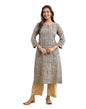 Fabindia Women'S Indigo Cotton Printed Kalamkari Slim Fit Long Kurta