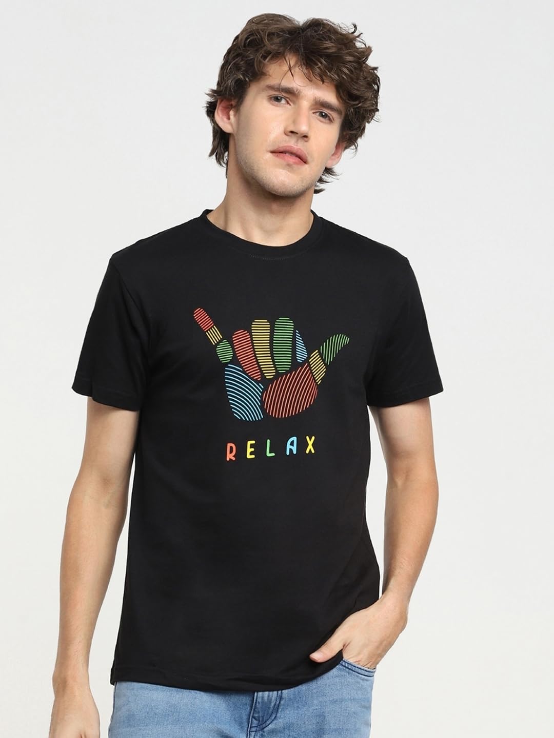 Bewakoof Mens Graphic Print Regular Fit Half Sleeve Round Neck Cotton T-Shirt
