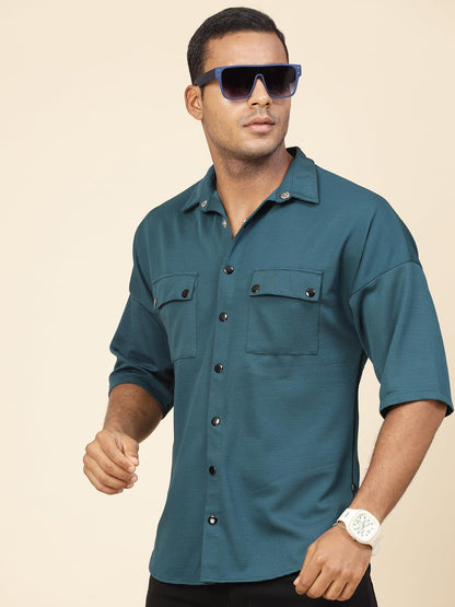 Rigo Polyester Oversized Shirt for Men | Half Sleeves, Oversized Fit Utility Shirt for Men | Oversized Drop Shoulders Shirt for