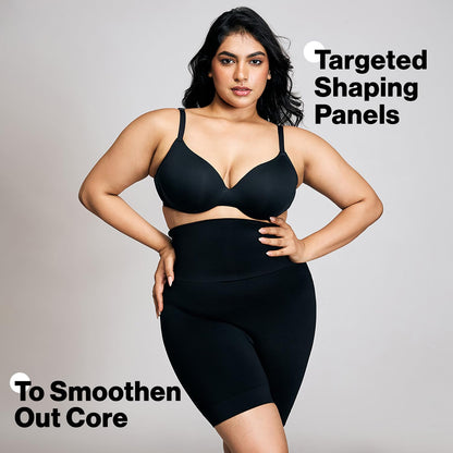 Nykd Stretchable High Rise Waist And Thigh Shapewear Brief Tummy Tucker/Shaper For Women Shapewear, Nysh02, Black(Anthracite), X