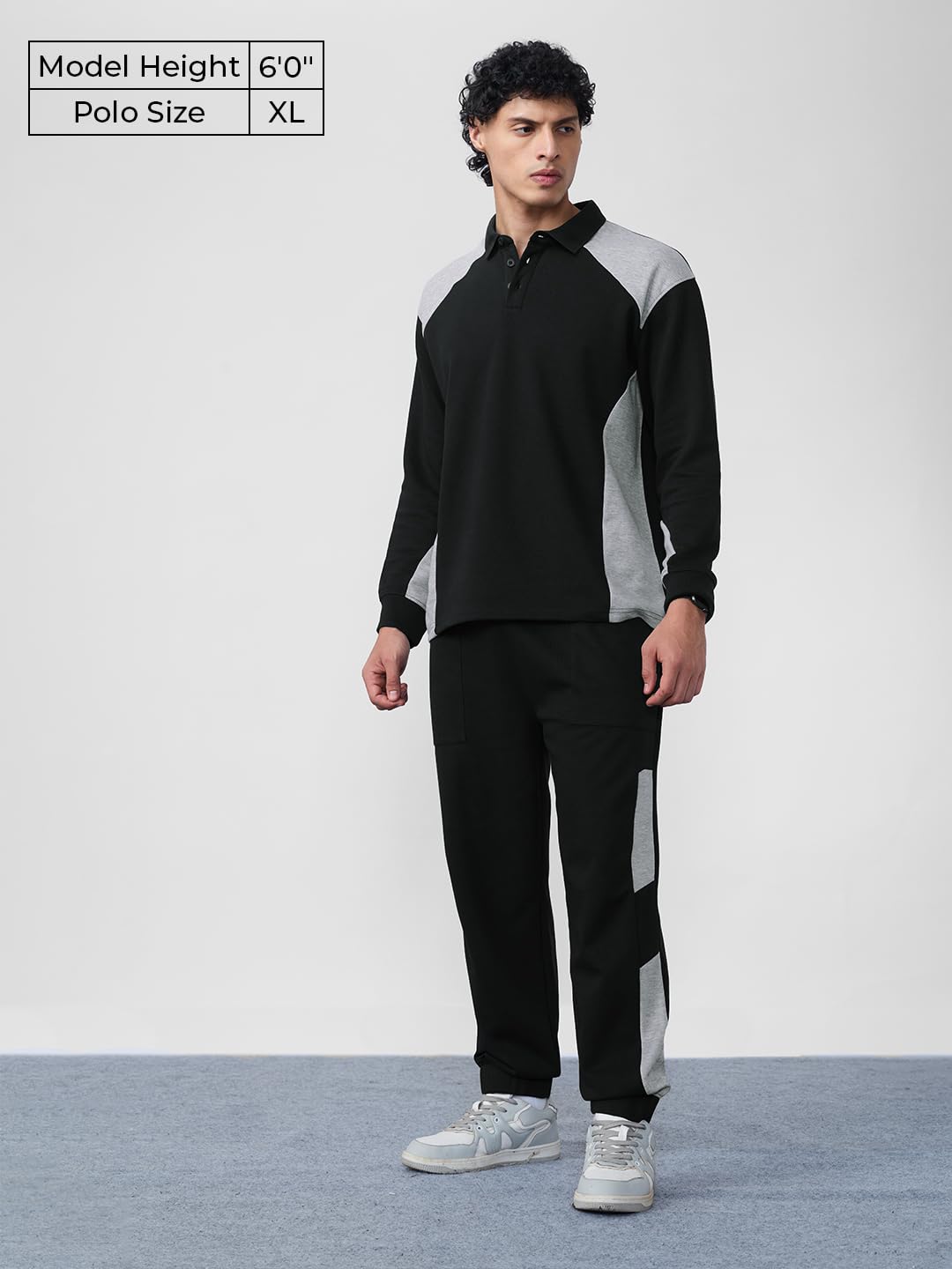 The Souled Store Colourblock: Graphite Men and Boys Long Sleeves Collared Neck Black and Grey Cotton Regular Fit Breathable Ligh