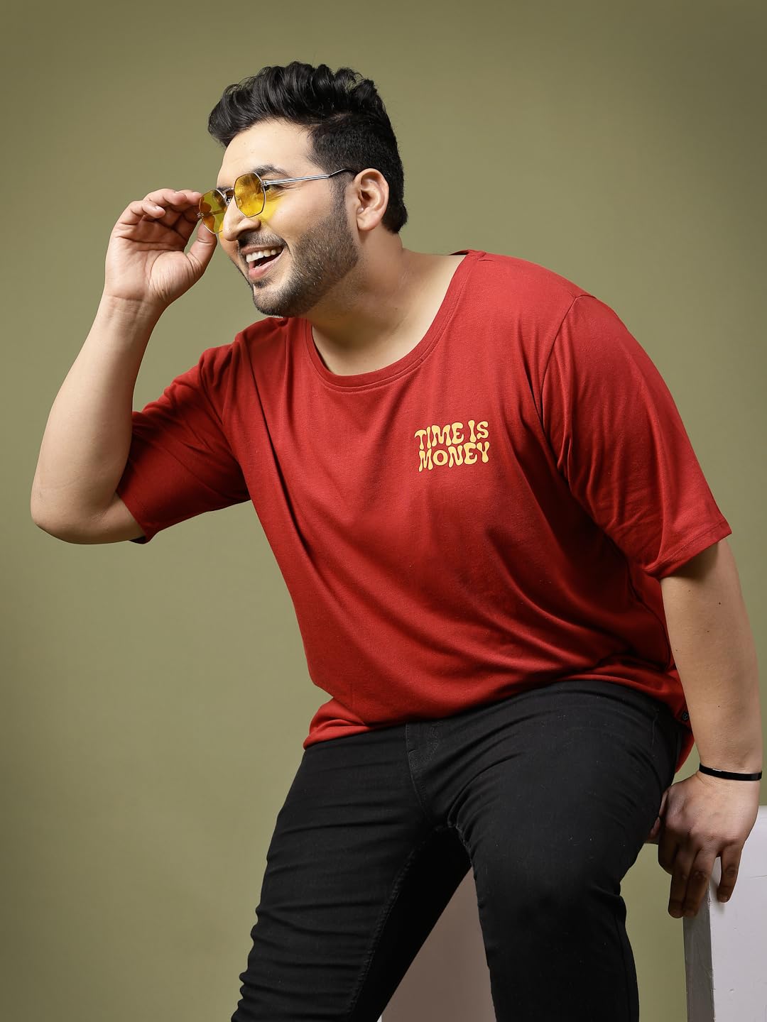 Rigo Printed Oversized T-Shirts | Plus Size Oversized Tees for Men | Drop Shoulder T-Shirt for Man Maroon