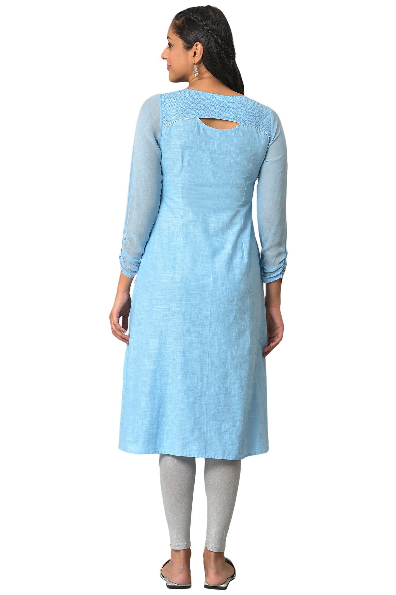 Aurelia Blue Foil Pattern Sequin Angrakha Kurta