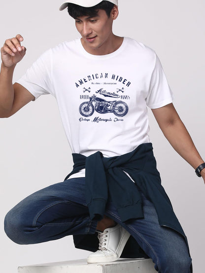 ADRO Men's Regular Fit T-Shirt (RNR-M-AME-WH)