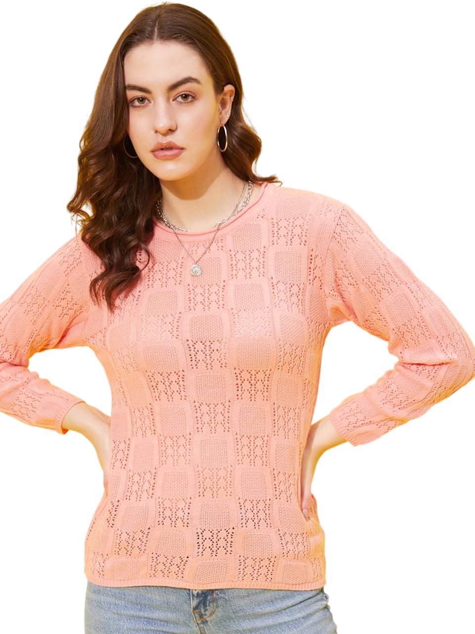 Modeve Round Neck Casual Women Sweater For Winter||Winterwear|| Peach
