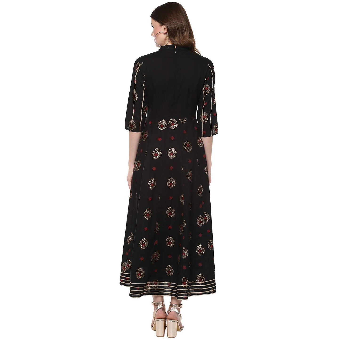 idaLia Gold Print Anarkali Kurta