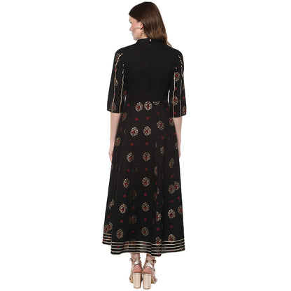 idaLia Gold Print Anarkali Kurta