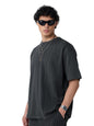 The Souled Store Textured T-Shirt: Midnight Men and Boys Short Sleeves Round Neck Grey Cotton Oversized T-Shirts