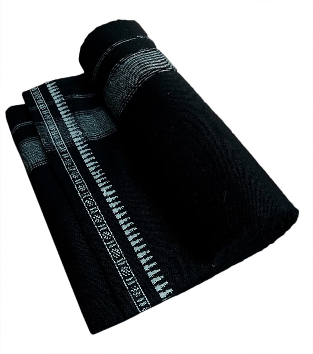 PRAKASAM COTTON Mens Single (1.28 X 2.00 mtrs) Colour Thalapathi Border Dhoti/fine quality Single Dhoti (Black)