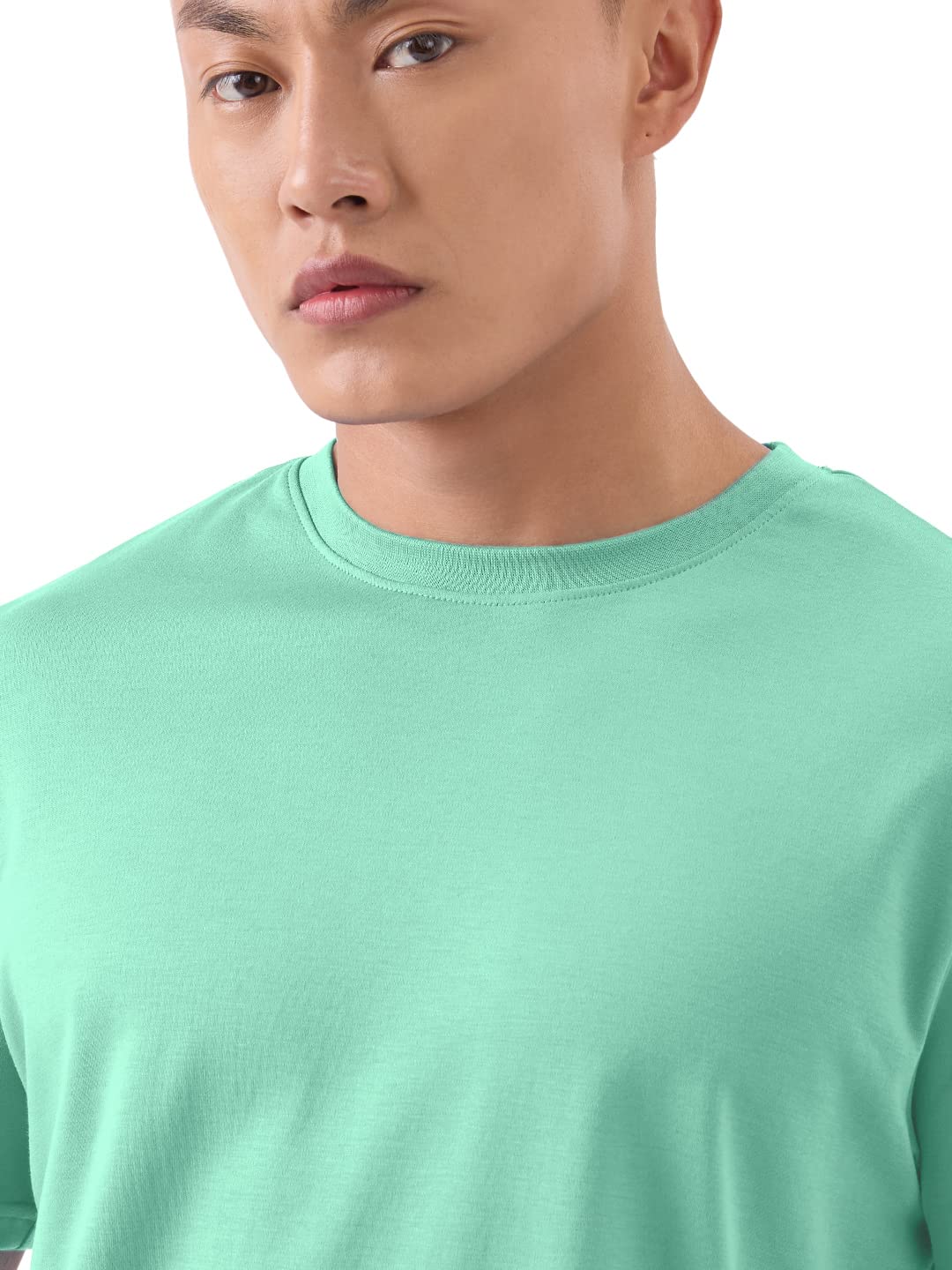 The Souled Store Supima: Apple Mint Men and Boys Regular fit Solid Half Sleeve Cotton Mint Green Color Supima T-Shirts