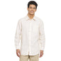 Fabindia Men Print Linen Comfort Fit Casual Shirt Stripe_M White