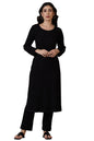 Aurelia Black Yarn Dyed Straight Kurta & Palazzo For Women (Size: 2Xl)-24Noas15381-E705316