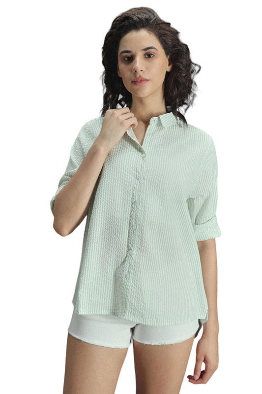 High Star WomenS Oversized Fit Shirt (Hswshs2423_Mc4_Multicolor_4